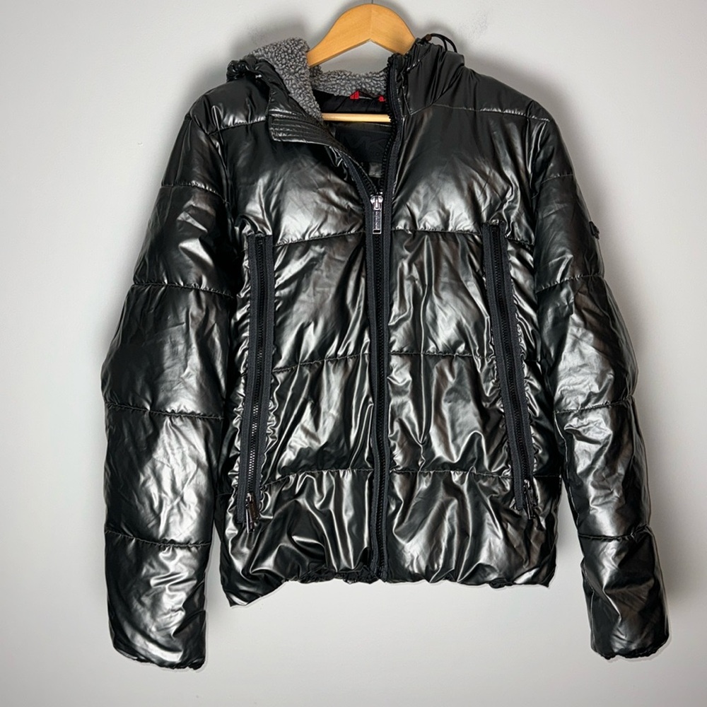 Michael Kors Women's Grey Dark Silver Metallic Winter Jacket Coat Small